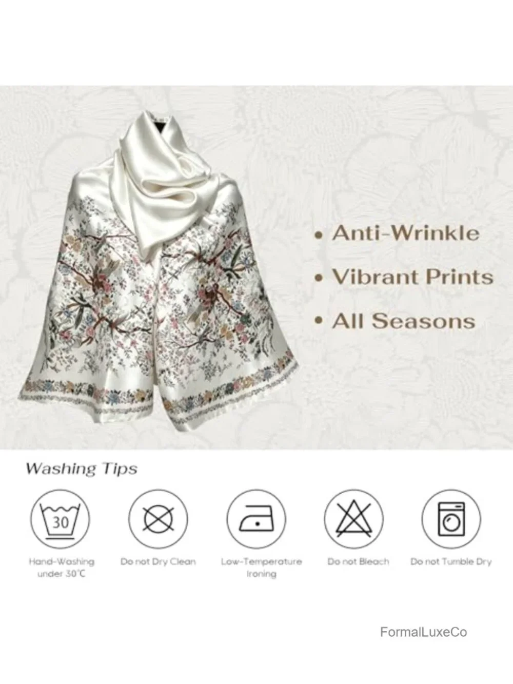 Large Satin Scarf for Women, 70x35 Inch Silk Like Shawl Wrap Lightweight Summer